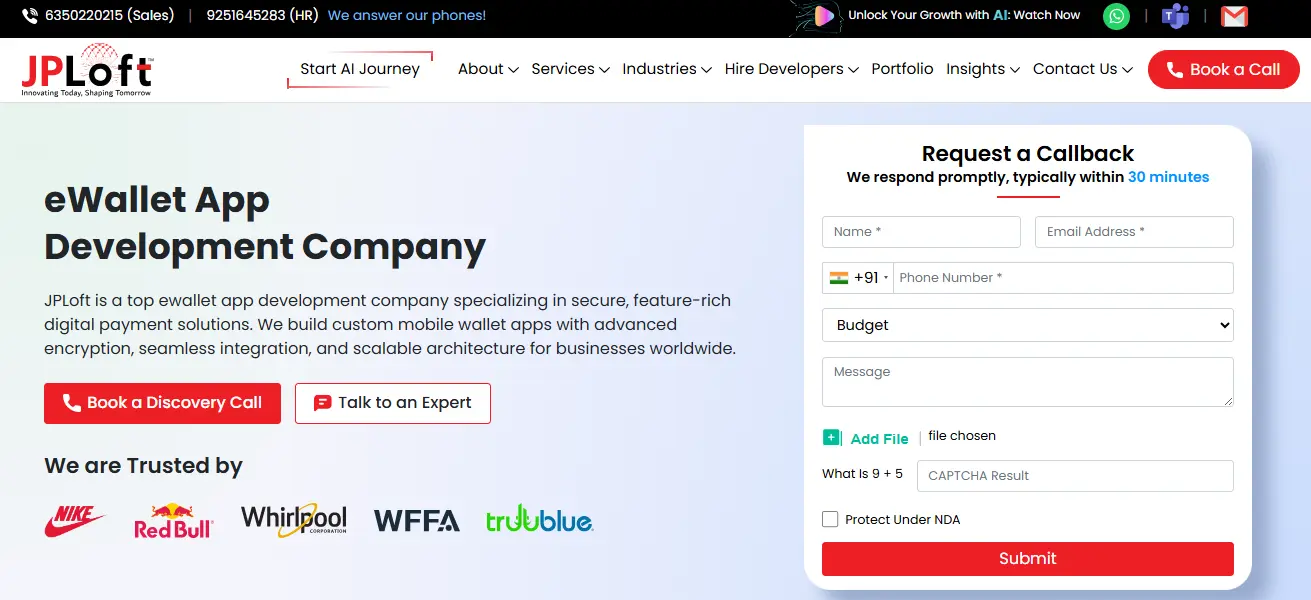 1. JPLoft- eWallet App Development